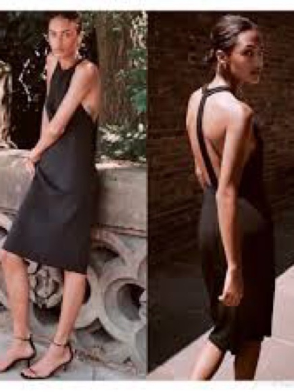 Zara Black Backless Strappy Midi Dress